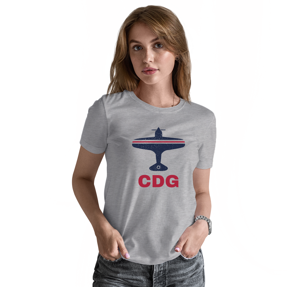 Fly Paris CDG Airport Women's T-shirt | Gray