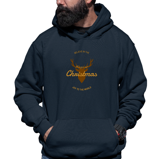 Believe in the Magic of Christmas Joy to the World Unisex Hoodie | Navy