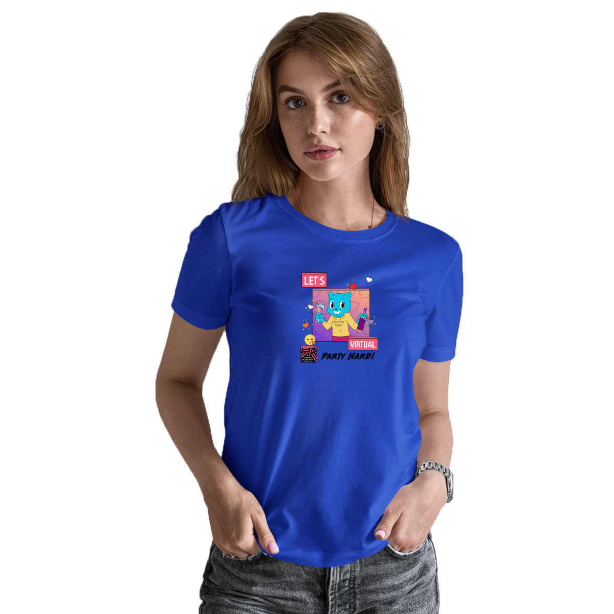 Happy Birthday Let's Virtual Party Women's T-shirt | Blue