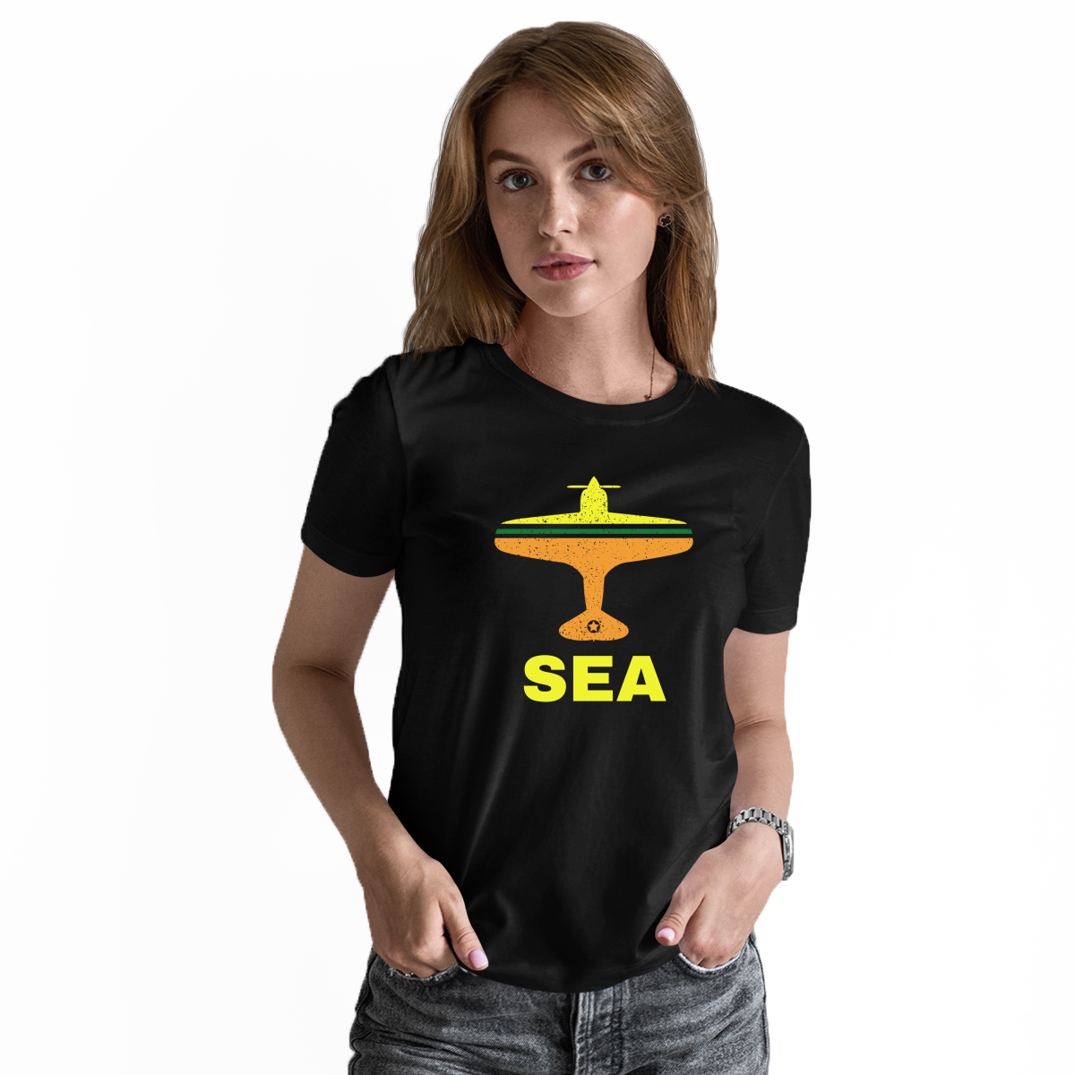Fly Seattle SEA Airport Women's T-shirt | Black
