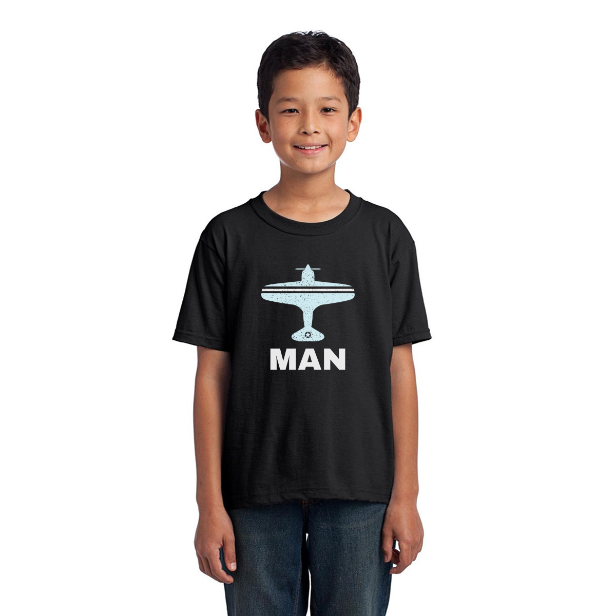 Fly Manchester MAN Airport Kids T-shirt | Black