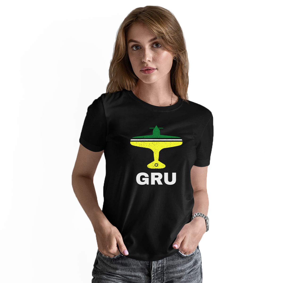 Fly Sao Paulo GRU Airport Women's T-shirt | Black