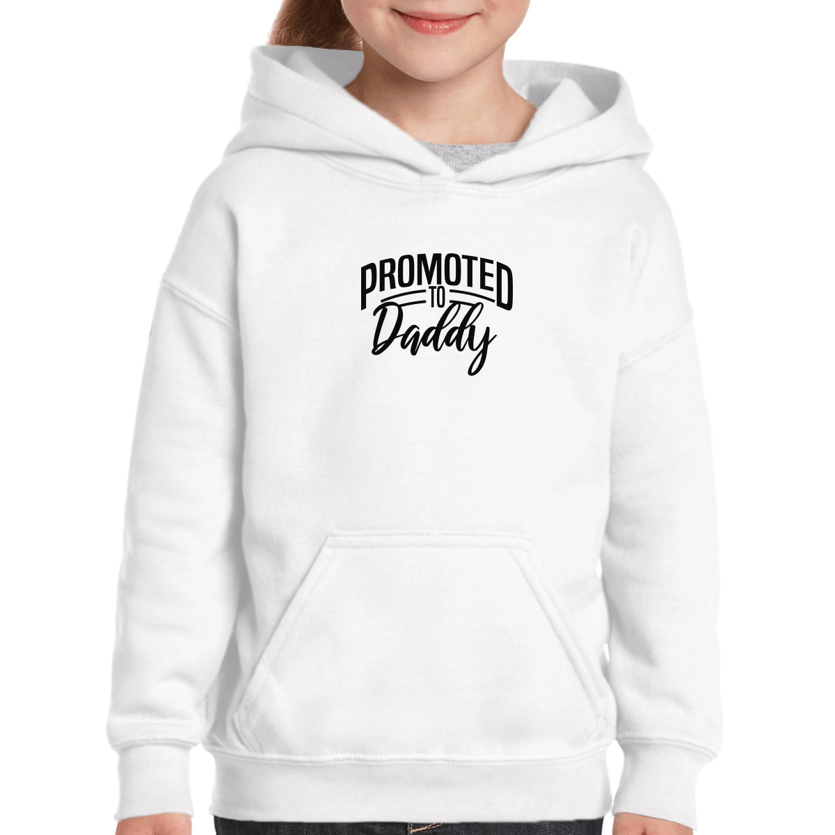 Promoted to daddy Kids Hoodie | White