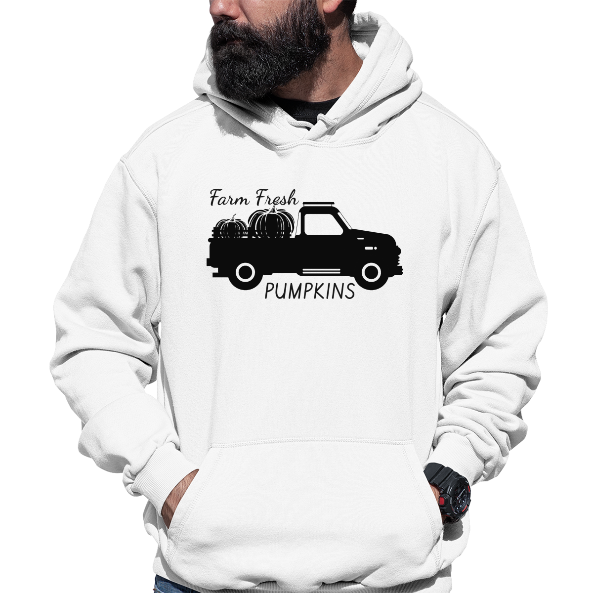 Farm Fresh Pumpkins Unisex Hoodie | White