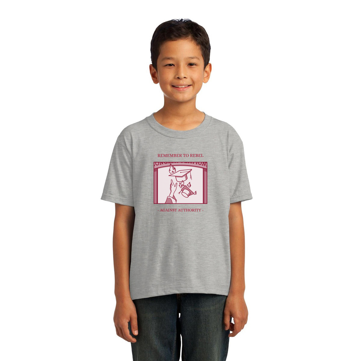 Remember To Rebel Agaist Authority Kids T-shirt | Gray