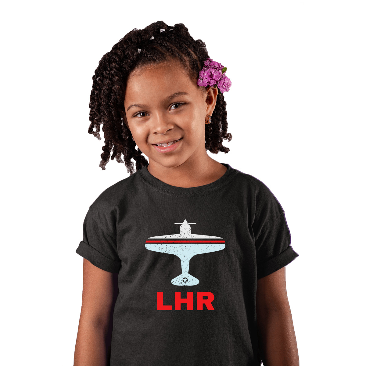 Fly London LHR Airport Kids T-shirt | Black