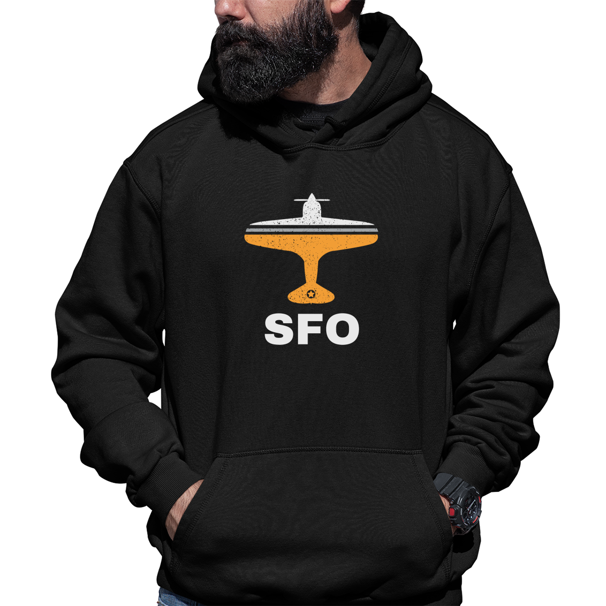 Fly San Francisco SFO Airport Unisex Hoodie | Black