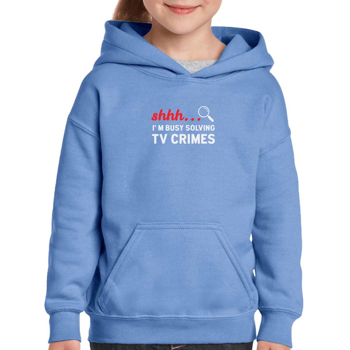 Shh I'm Busy Solving TV Crimes Kids Hoodie | Blue
