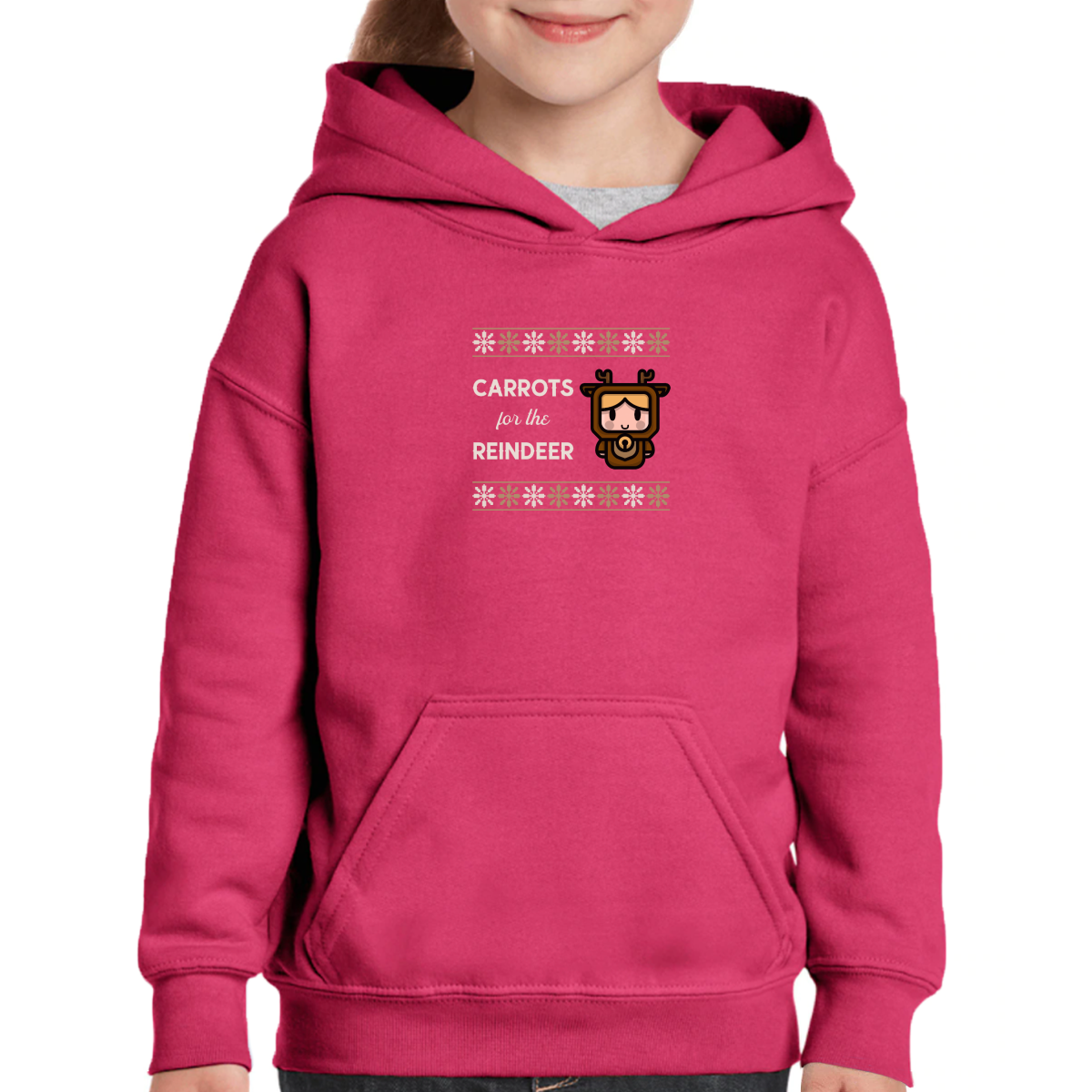 Carrots for the Reindeer Kids Hoodie | Pink