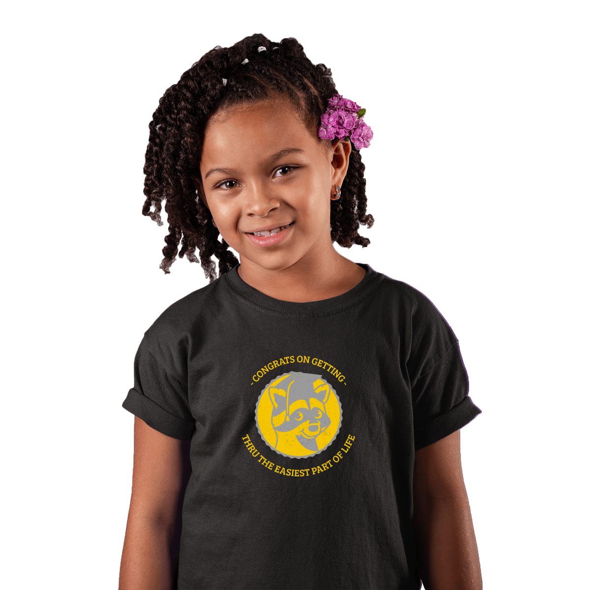Congrats On Getting Thru The Easiest Part Of Life Kids T-shirt | Black