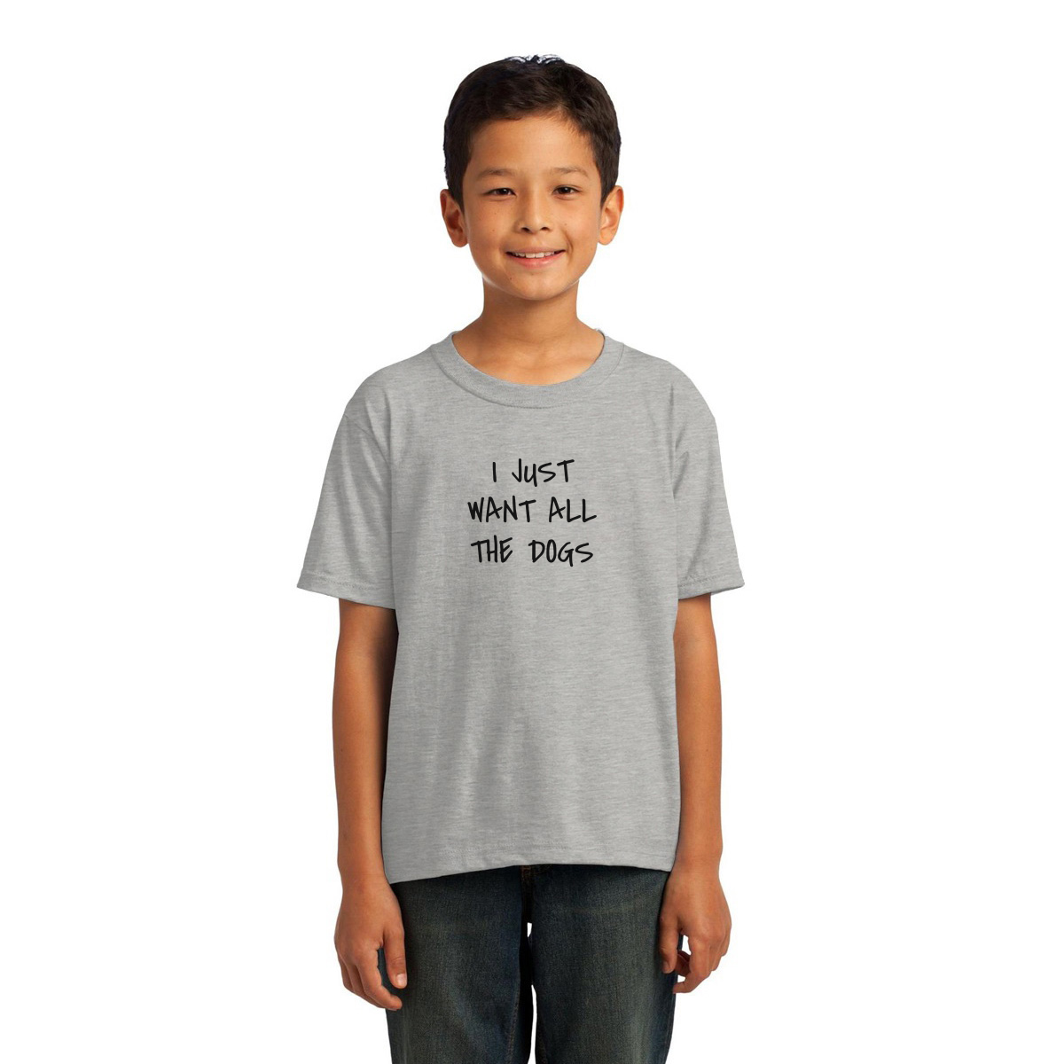 I Just Want All the Dogs Kids T-shirt | Gray