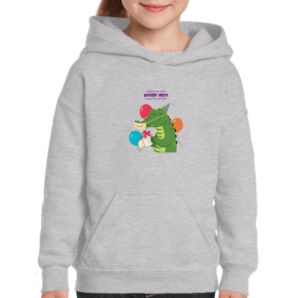 Welcome to My Virtual Birthday Party Kids Hoodie | Gray