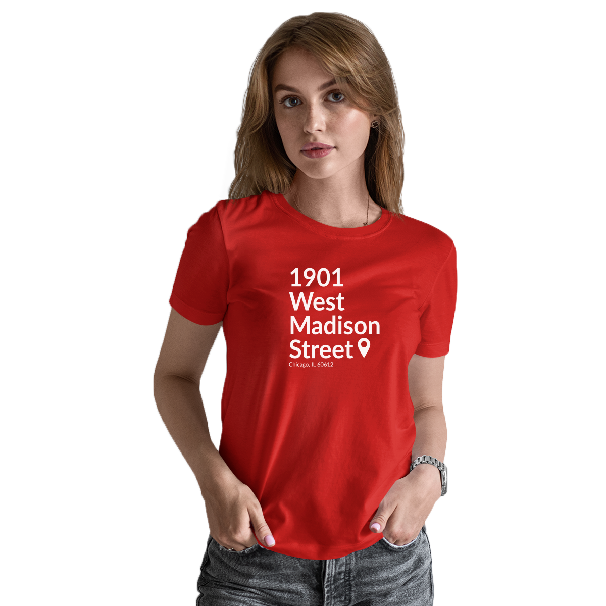 Chicago Basketball & Hockey Stadium Women's T-shirt | Red