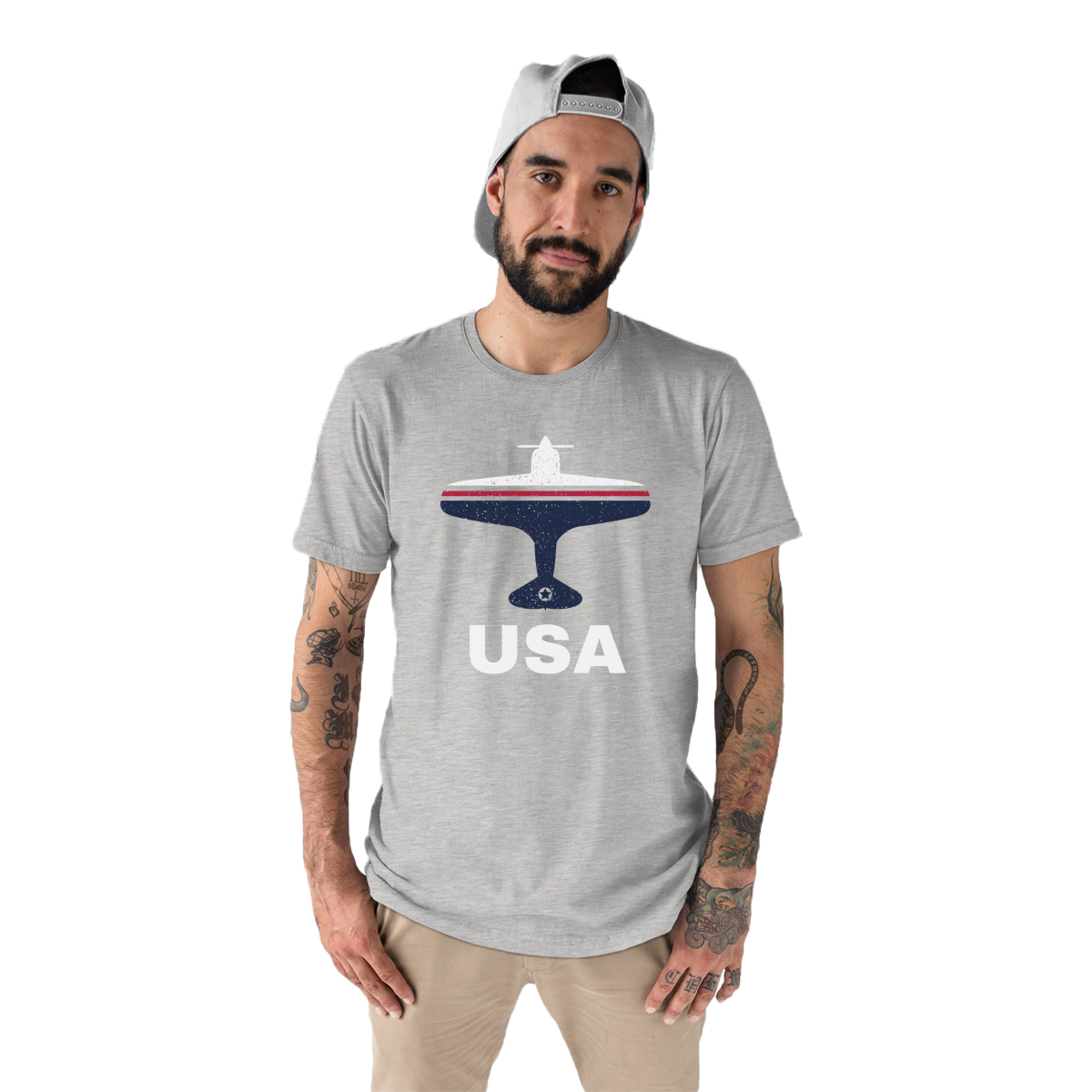 Fly USA Airport Men's T-shirt | Gray