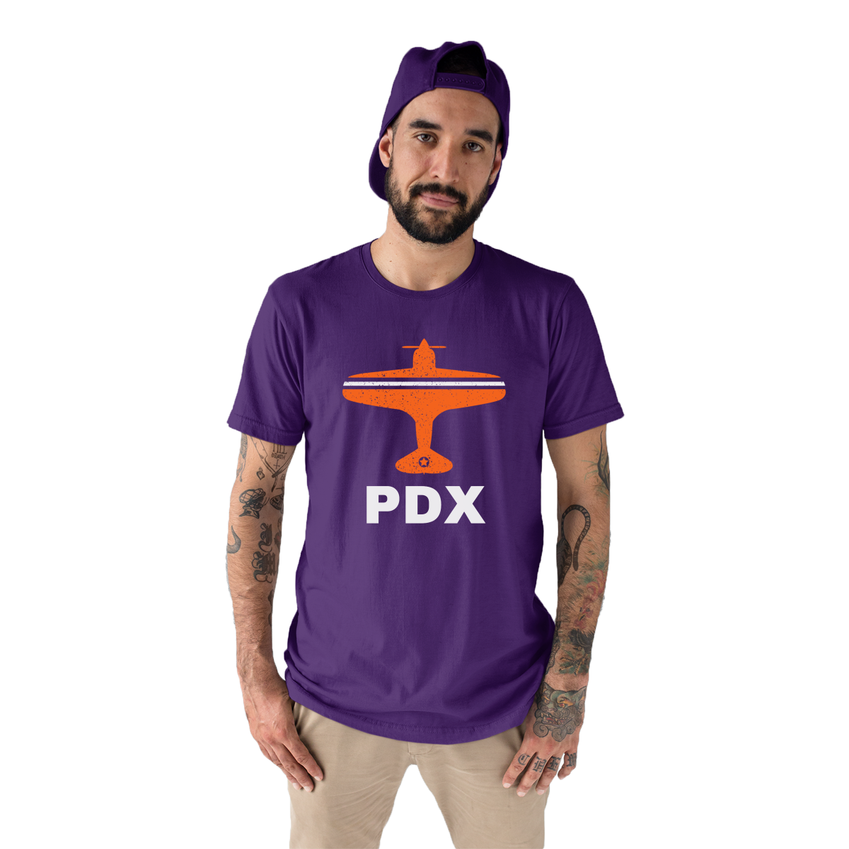 Fly Portland PDX Airport  Men's T-shirt | Purple