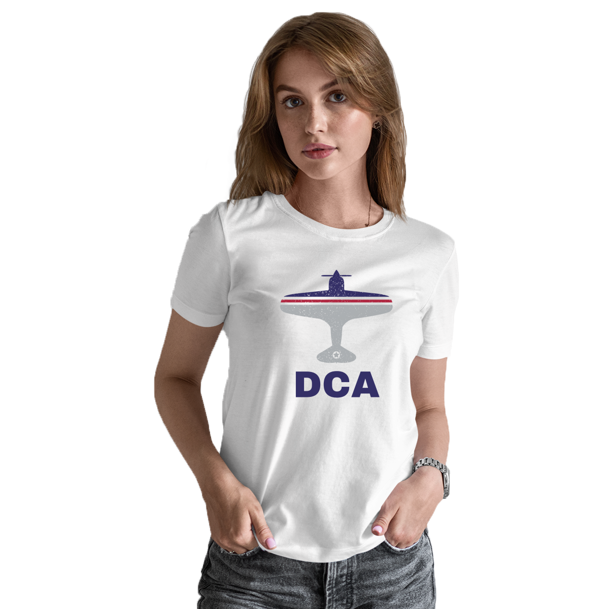 Fly Washington D.C. DCA Airport Women's T-shirt | White