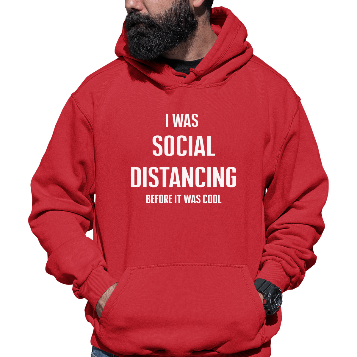 I was social distancing before it was cool Unisex Hoodie | Red