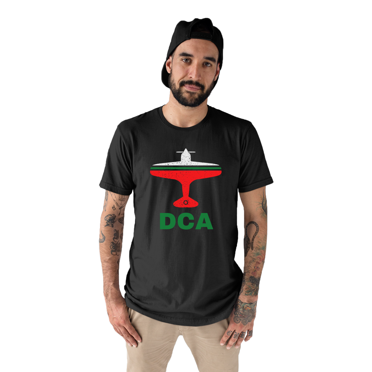 Fly Washington D.C. DCA Airport Men's T-shirt | Black