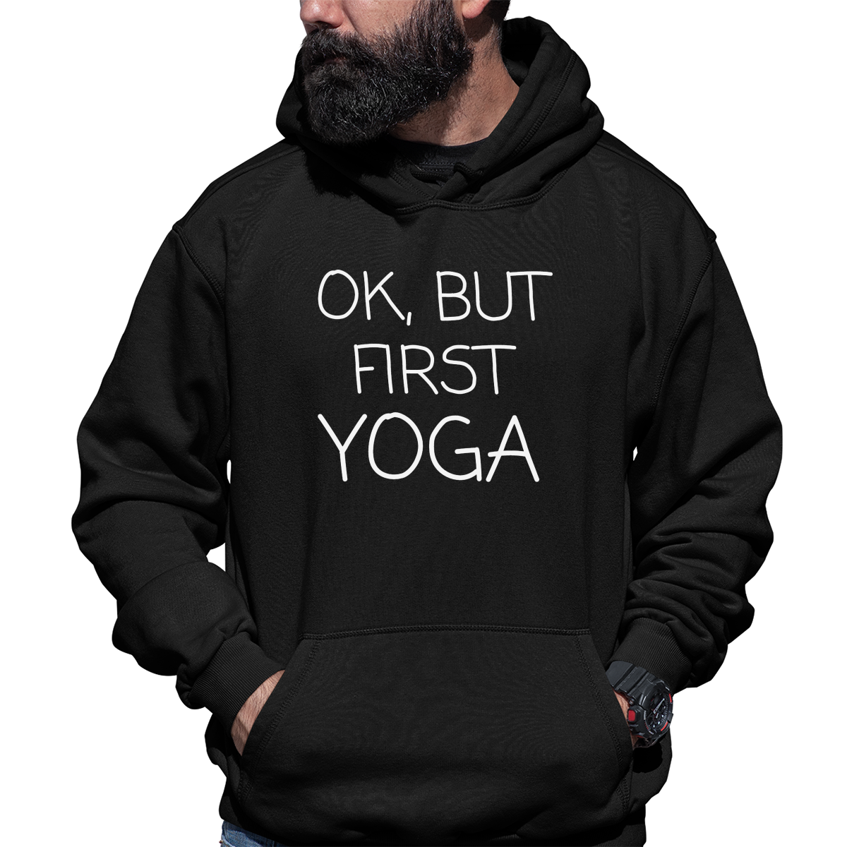 Ok But First Yoga Unisex Hoodie | Black
