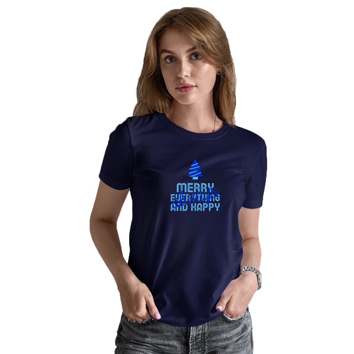 Always Merry Everything and Happy Women's T-shirt | Navy