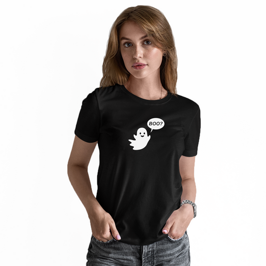 Cute Ghost Halloween Women's T-shirt | Black