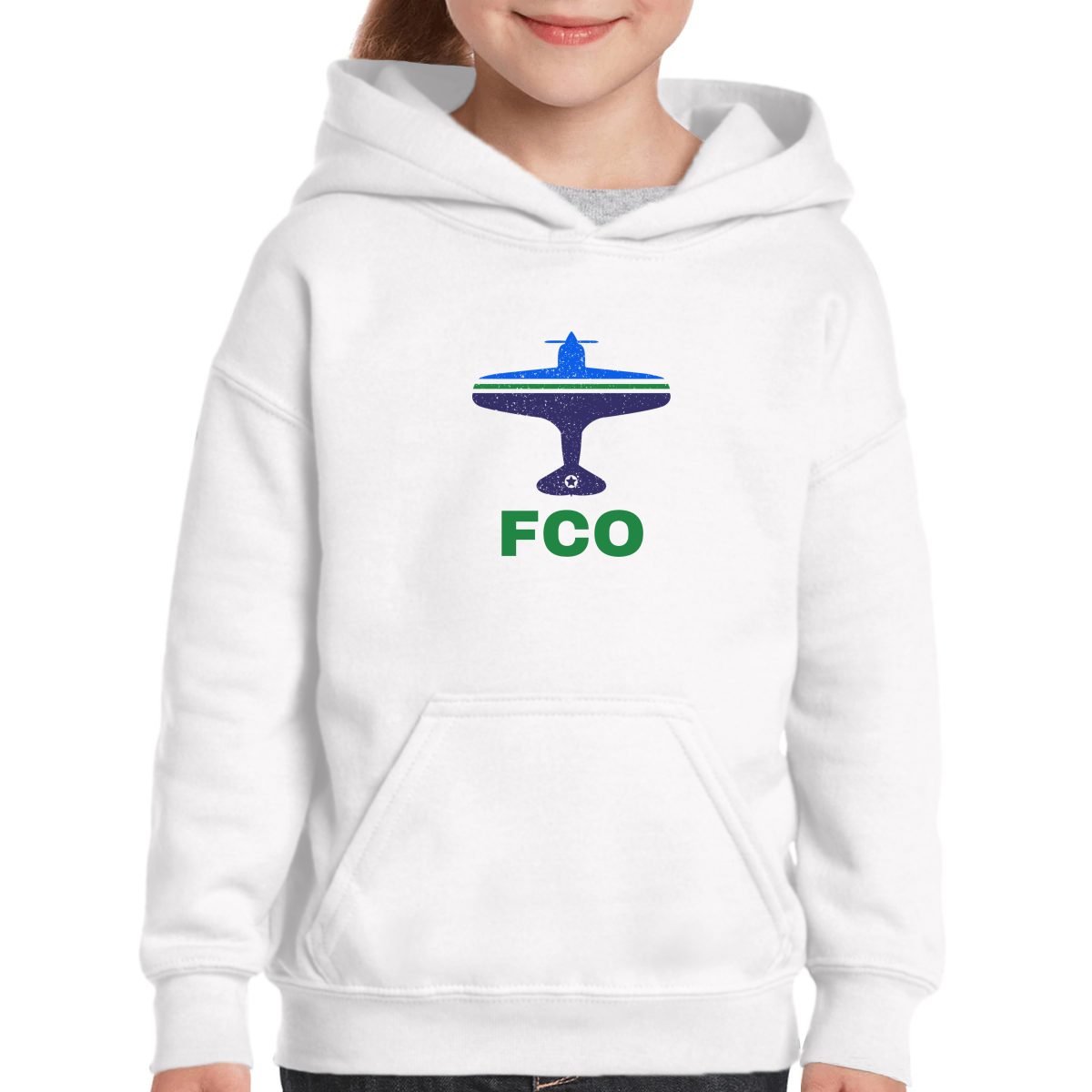 Fly Rome FCO Airport Kids Hoodie | White