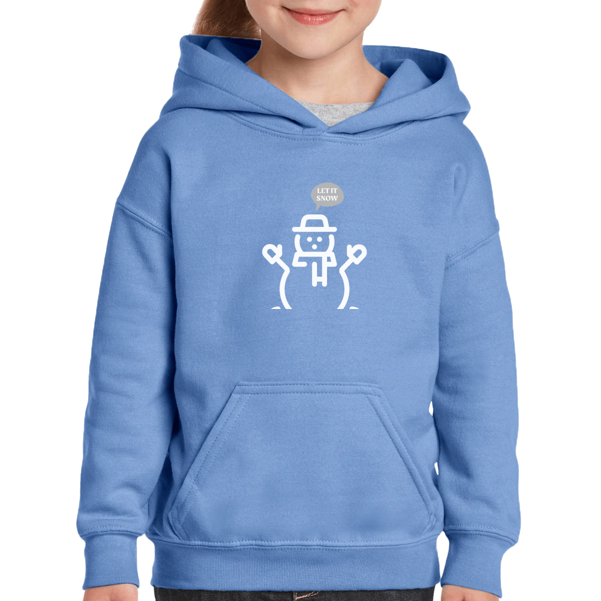 Let It Snow and Give Me a Cold Hug Kids Hoodie | Blue