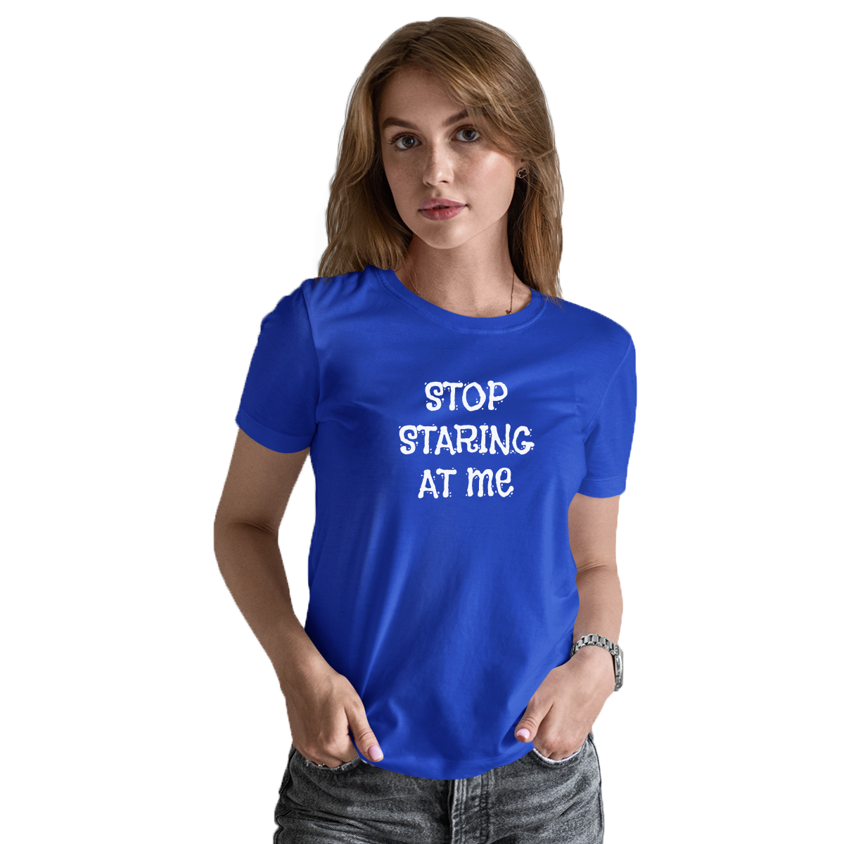 Stop Staring at Me Women's T-shirt | Blue
