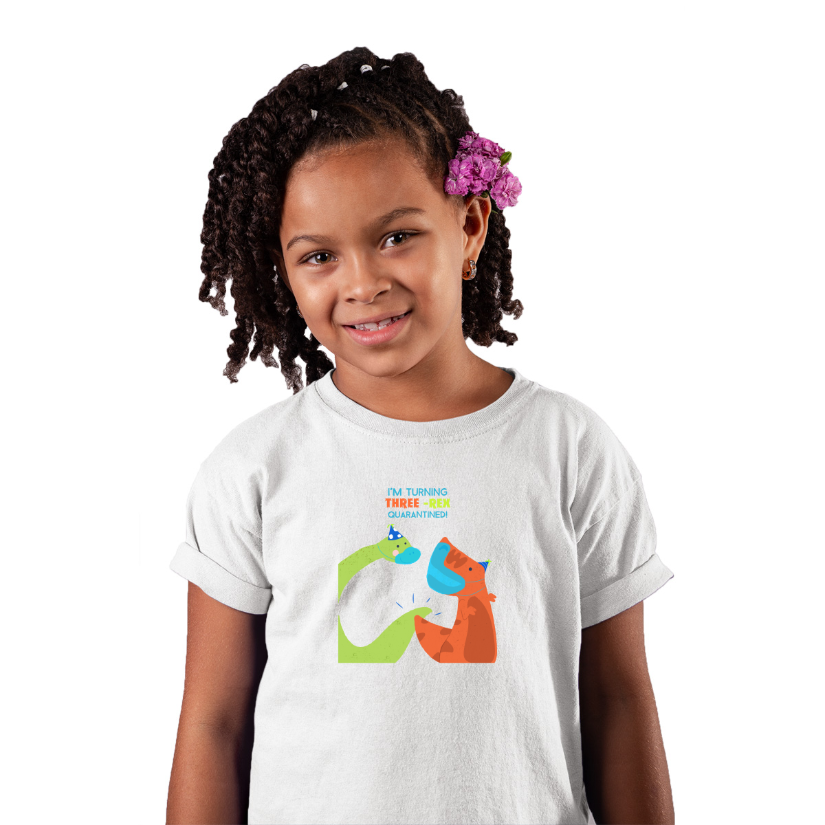 I'm turning three-rex quarantined Toddler T-shirt | White