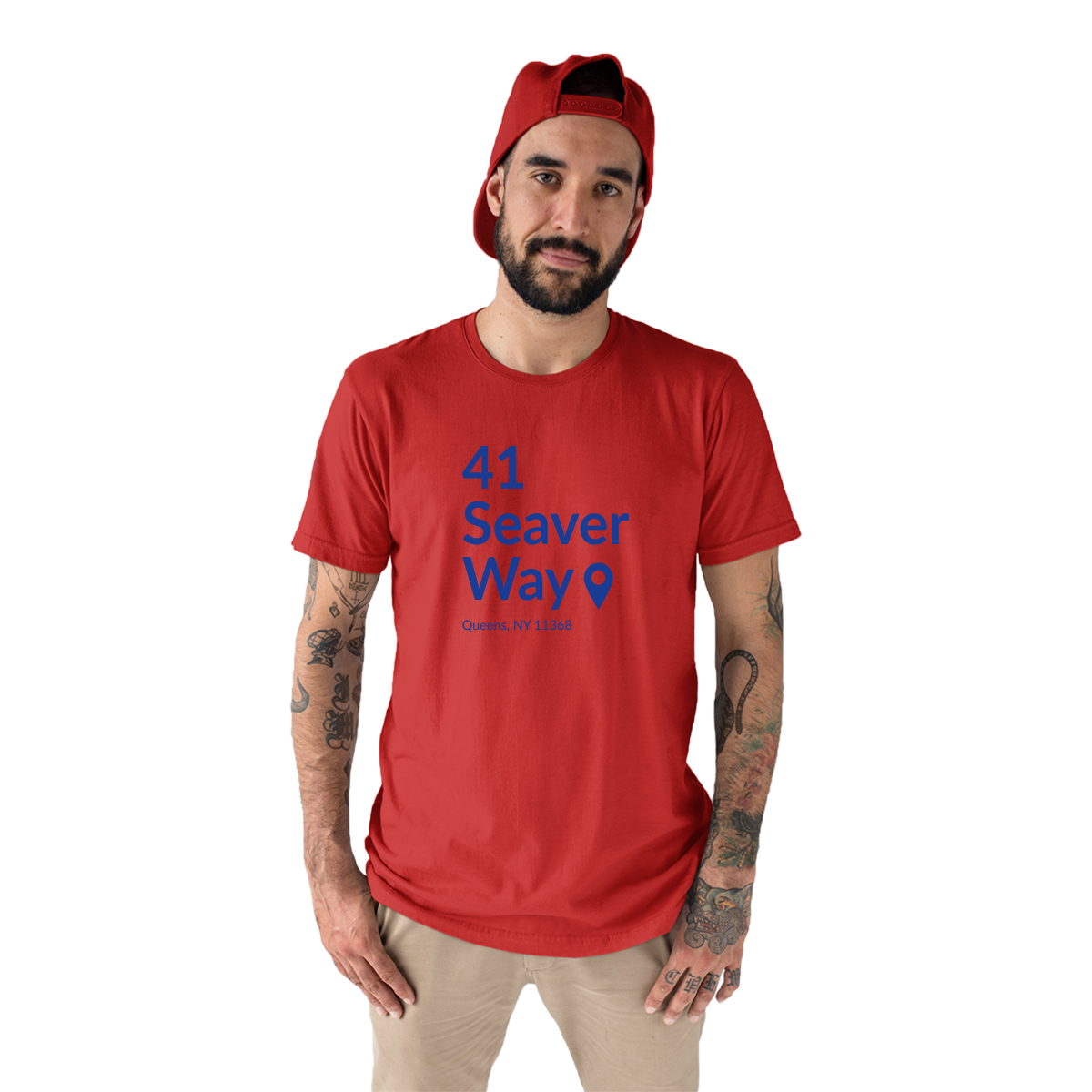 New York Baseball Stadium QNY Men's T-shirt | Red
