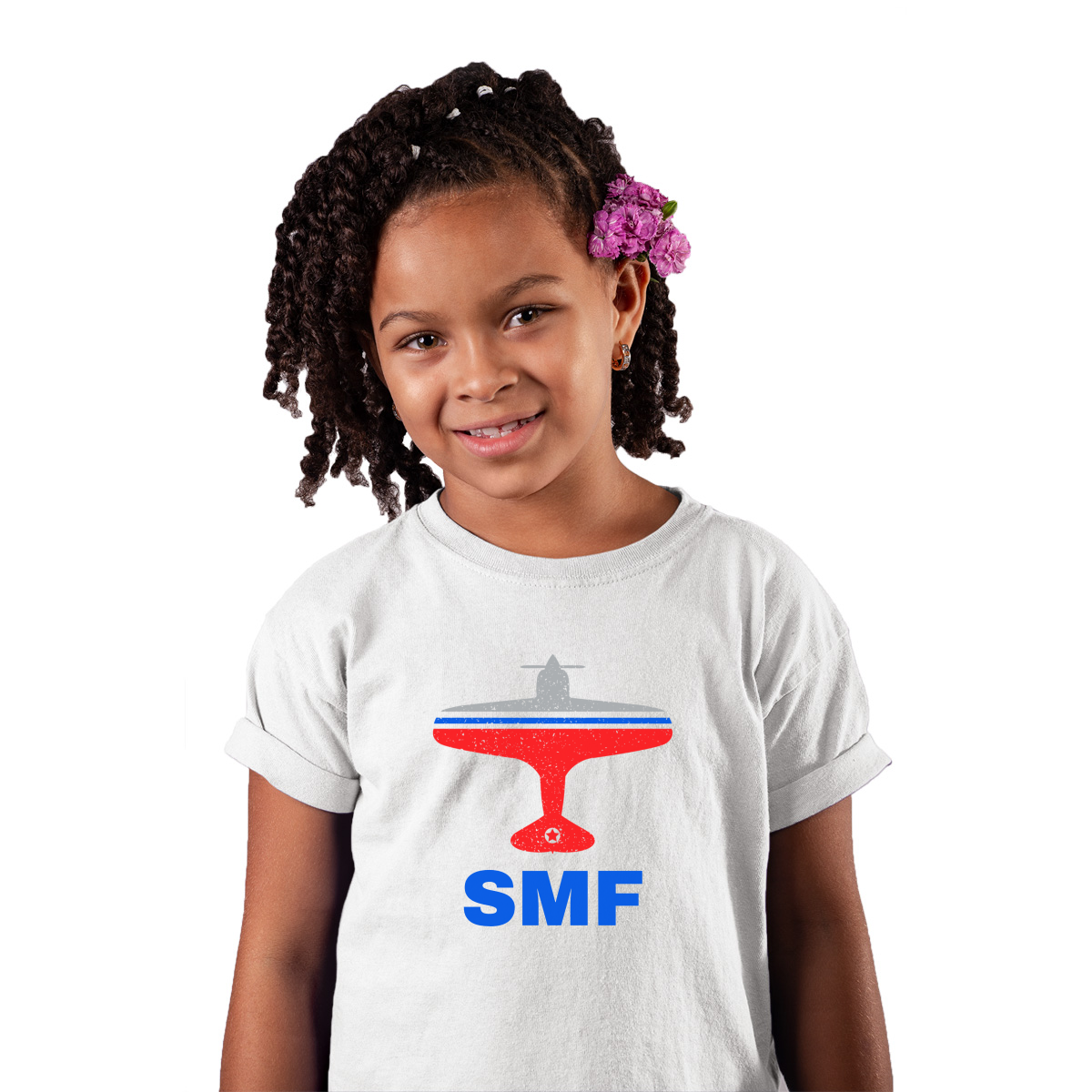 Fly Sacrameto SMF Airport Kids T-shirt | White