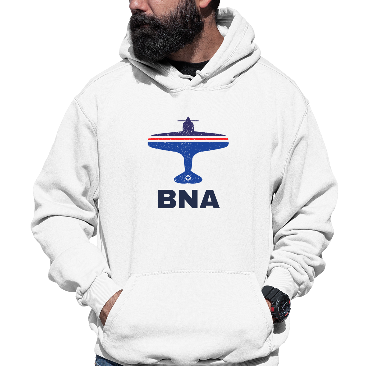Fly Nashville BNA Airport Unisex Hoodie | White