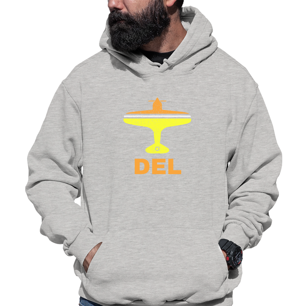 Fly Delhi DEL Airport  Unisex Hoodie | Gray