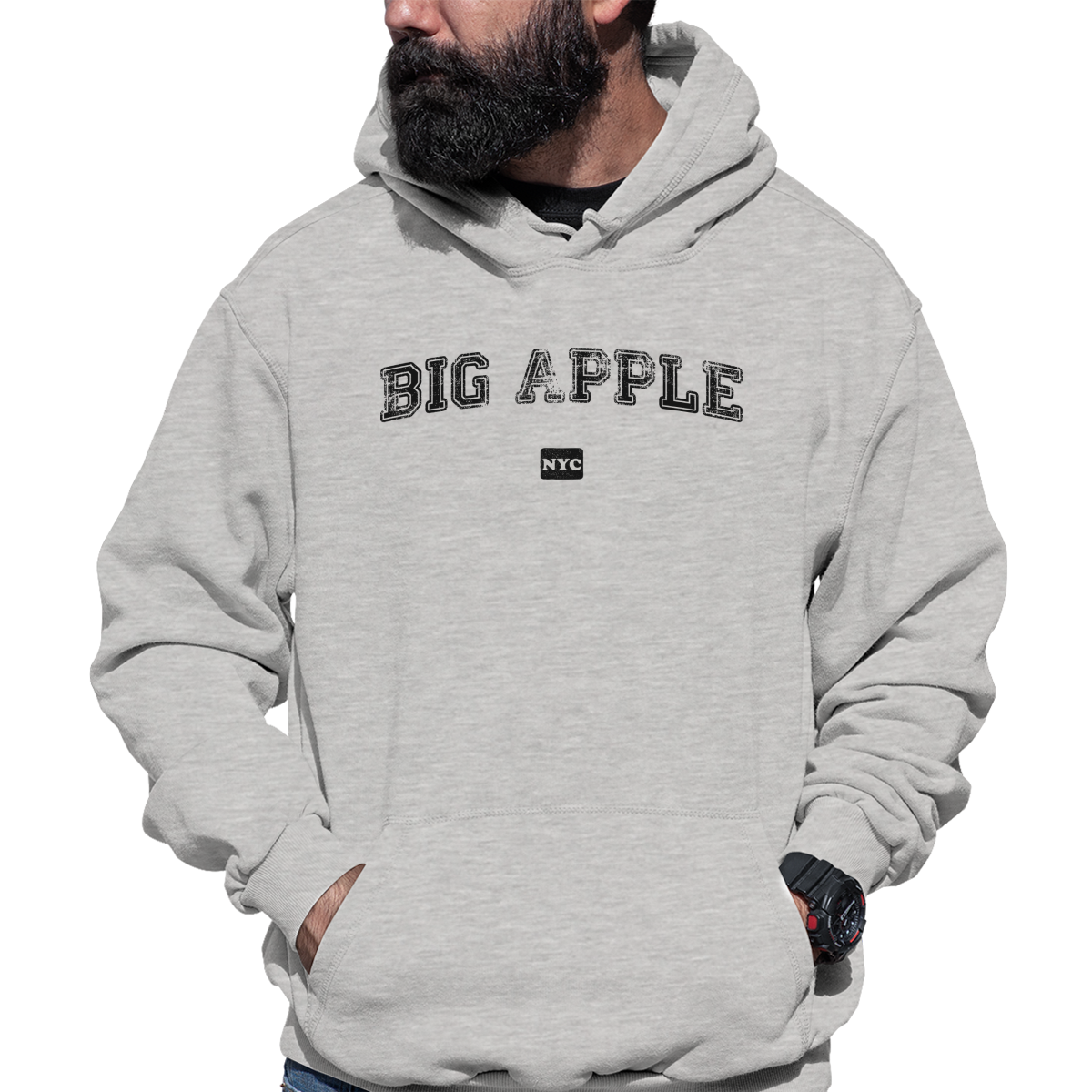 Big Apple Nyc Represent Unisex Hoodie | Gray