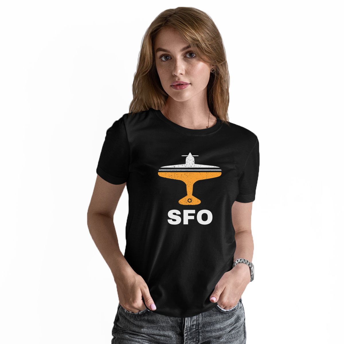 Fly San Francisco SFO Airport Women's T-shirt | Black