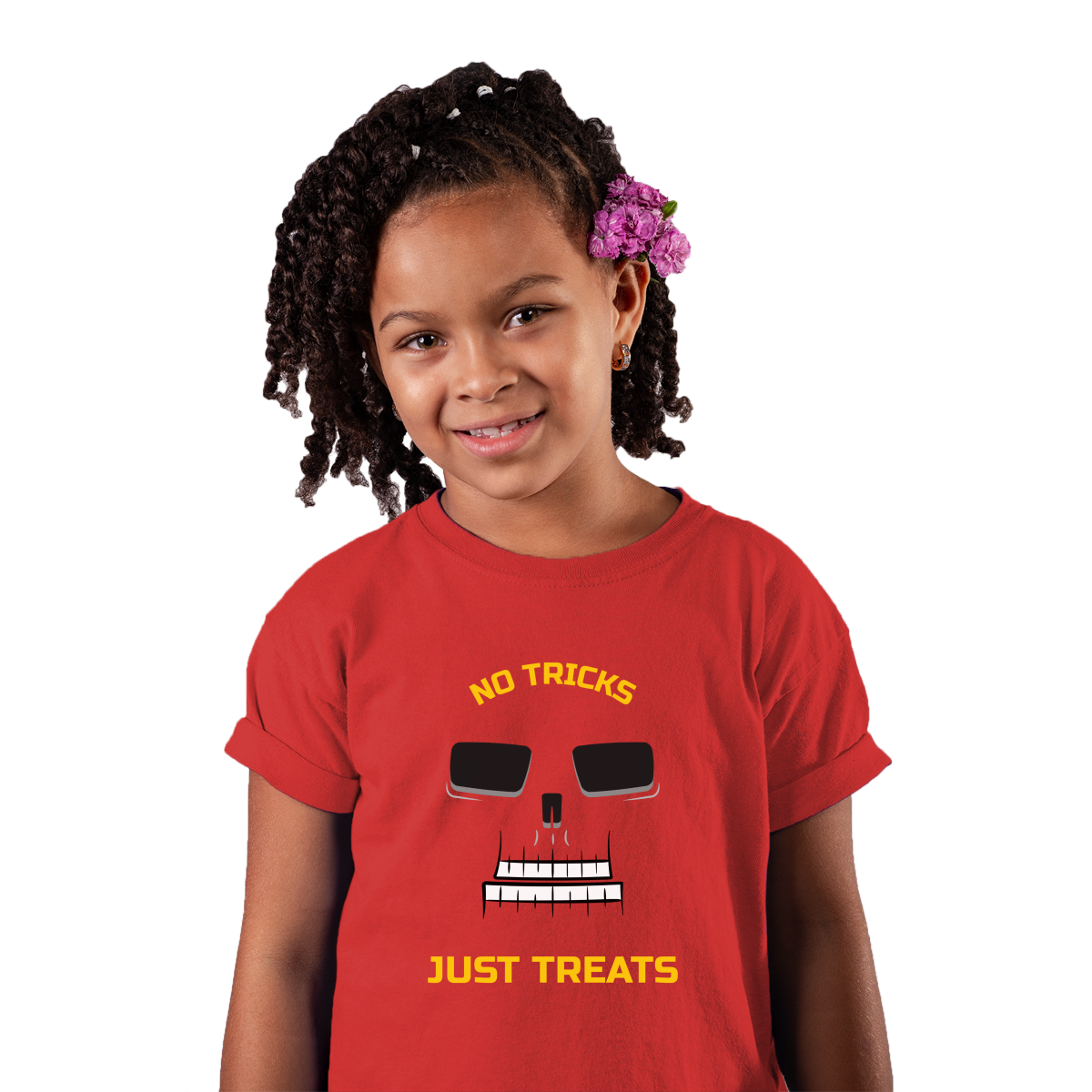 No Tricks Just Treats Kids T-shirt | Red