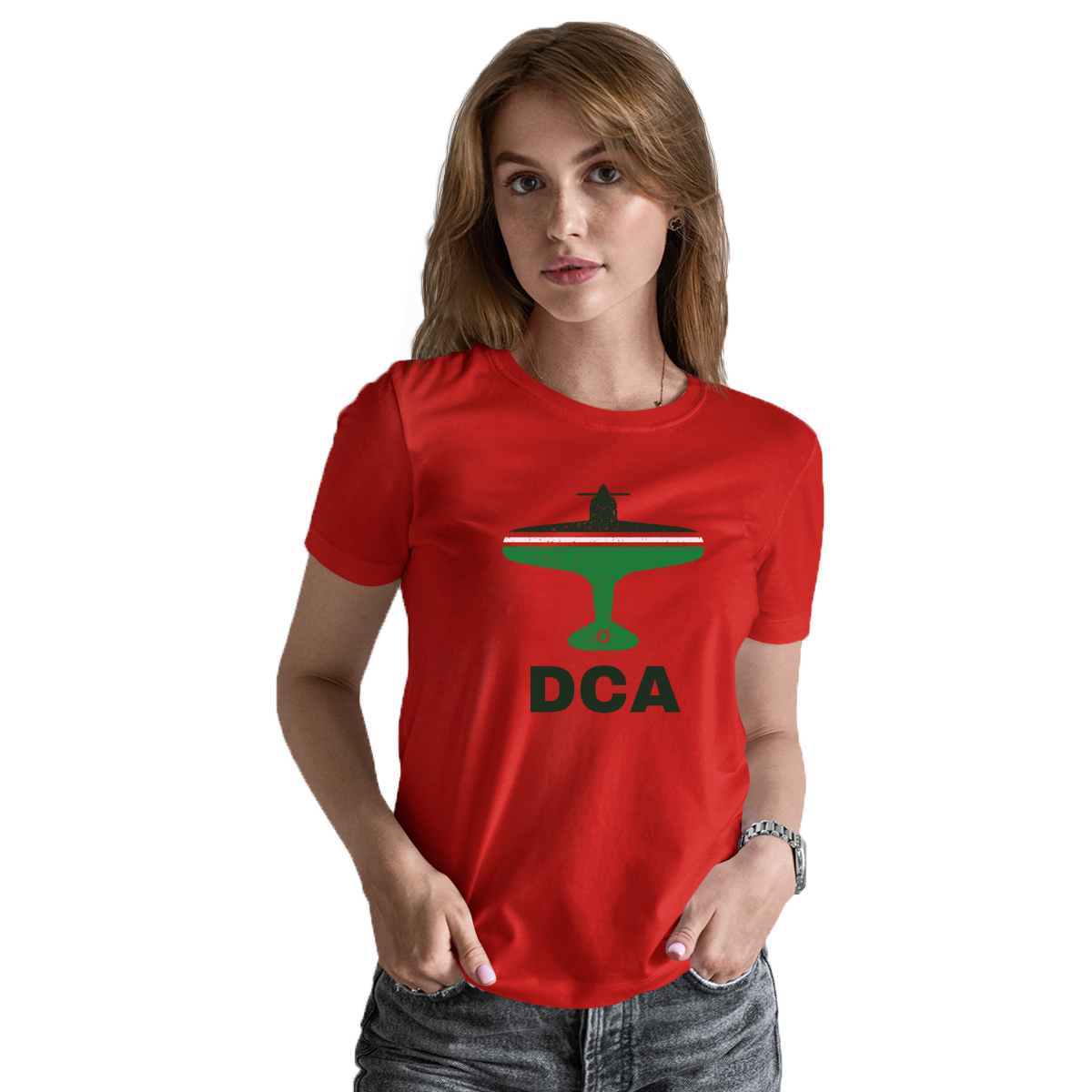 Fly Washington D.C. DCA Airport Women's T-shirt | Red