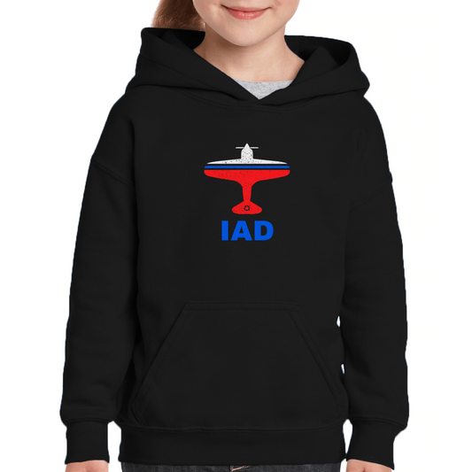 Fly Washington D.C. IAD Airport Kids Hoodie | Black