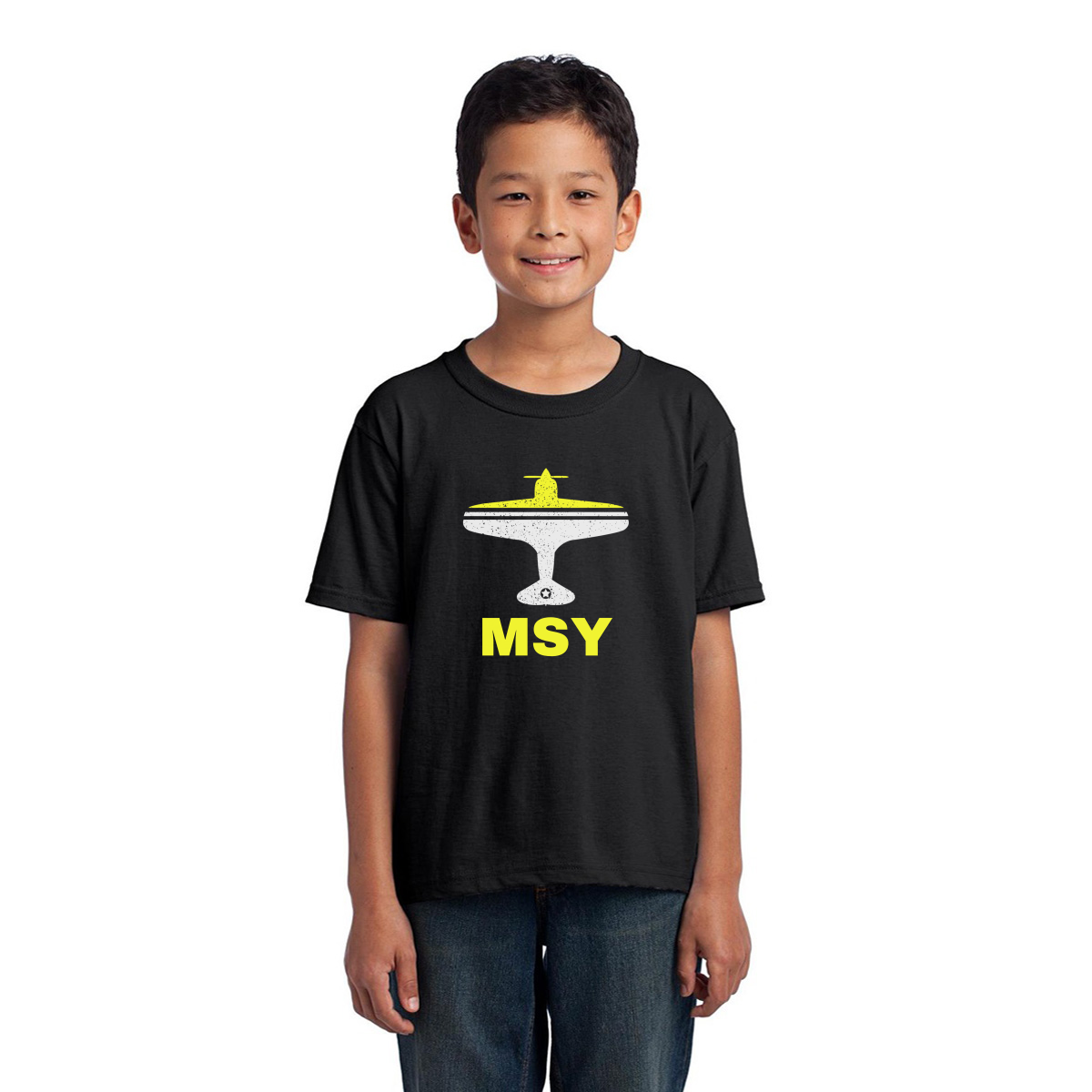 Fly New Orleans MSY Airport Kids T-shirt | Black