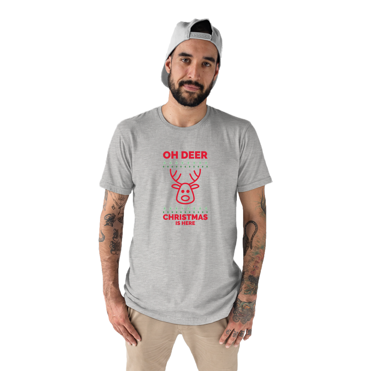 Oh Deer Christmas Is Here Men's T-shirt | Gray