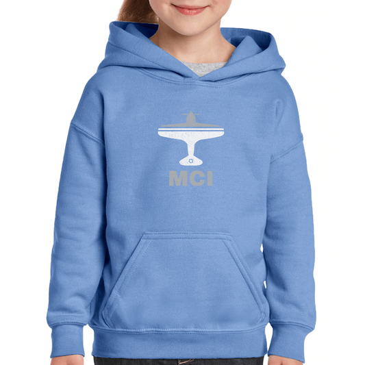 Fly Kansas City MCI Airport Kids Hoodie | Blue