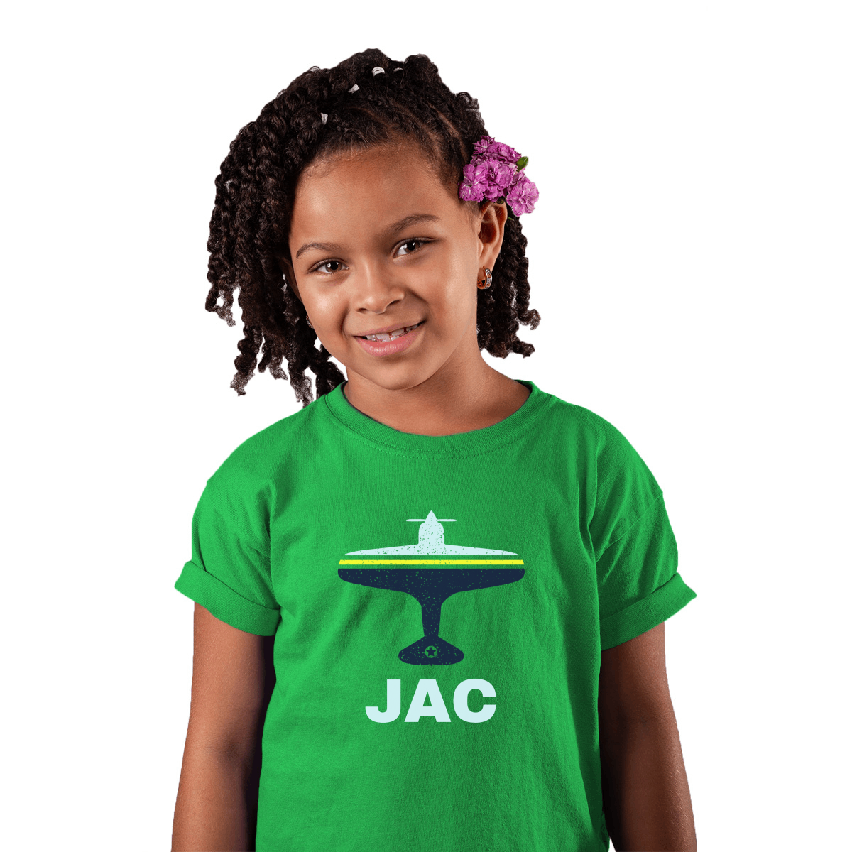 Fly Jackson Hole JAC Airport Kids T-shirt | Green