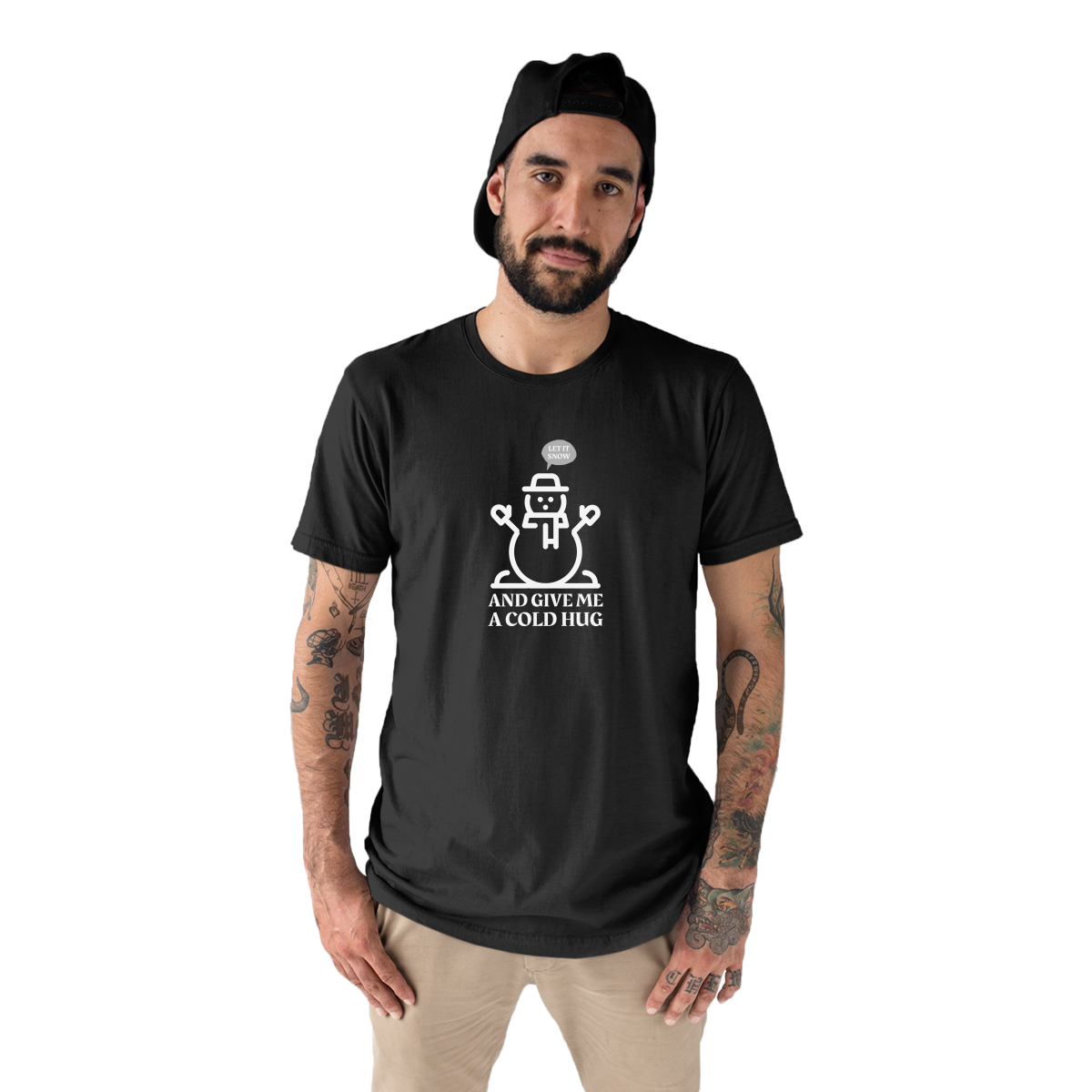 Let It Snow and Give Me a Cold Hug Men's T-shirt | Black