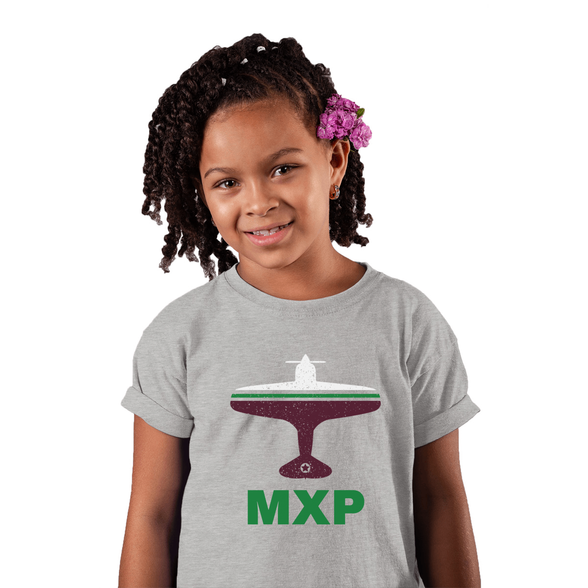 Fly Milan MXP Airport Kids T-shirt | Gray
