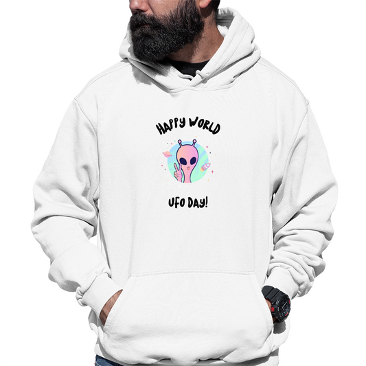 Happy World UFO Day Unisex Hoodie | White