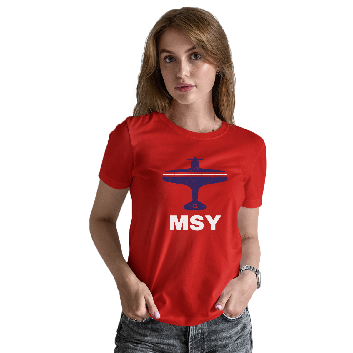 Fly New Orleans MSY Airport Women's T-shirt | Red