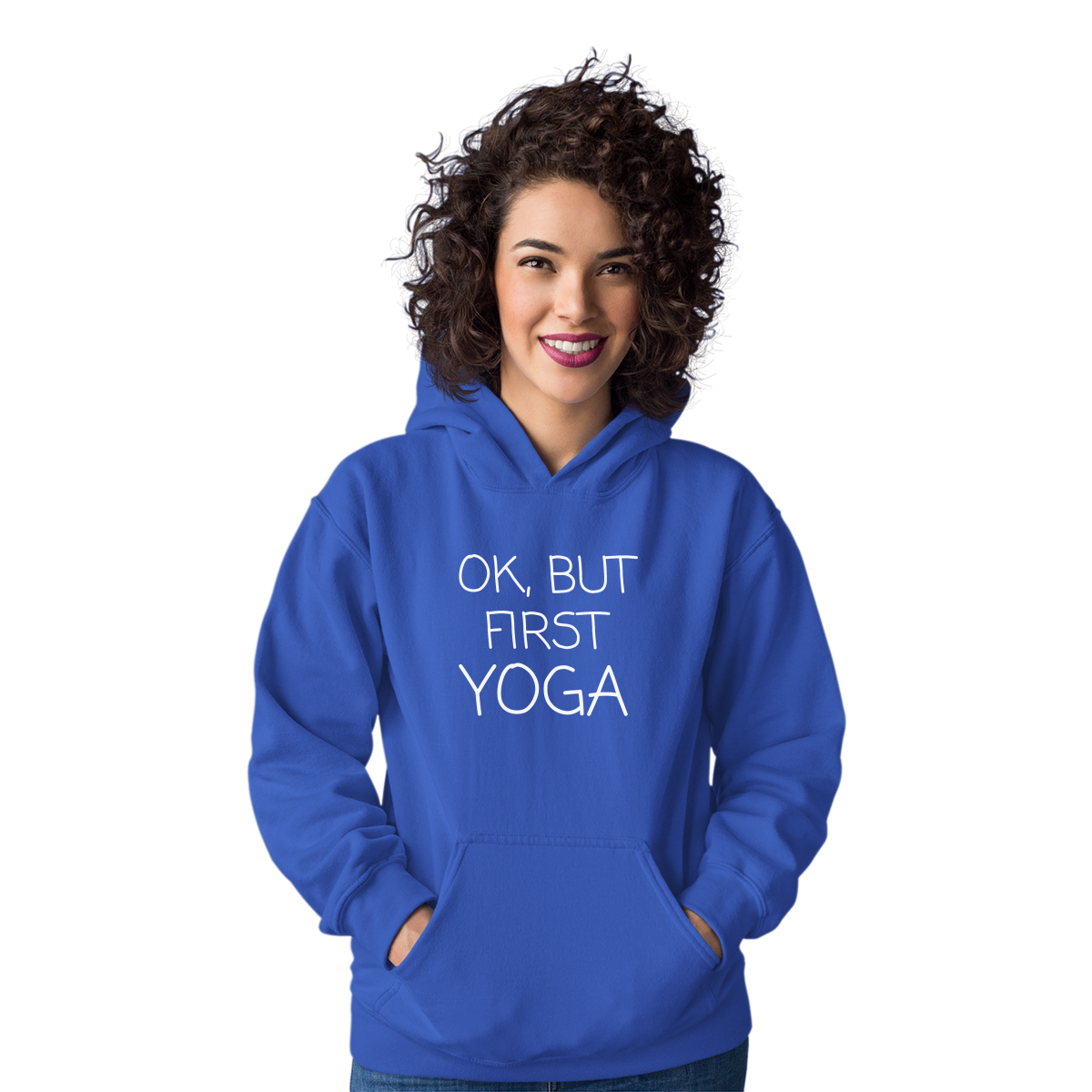 Ok But First Yoga Unisex Hoodie | Blue