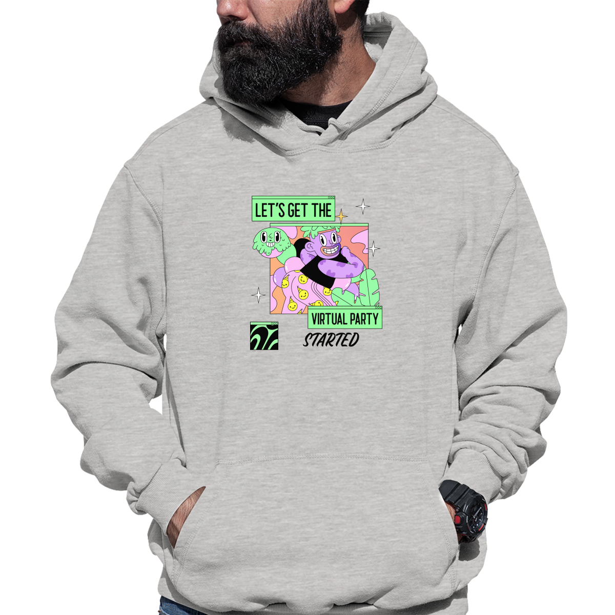 Let's get the virtual party started Unisex Hoodie | Gray