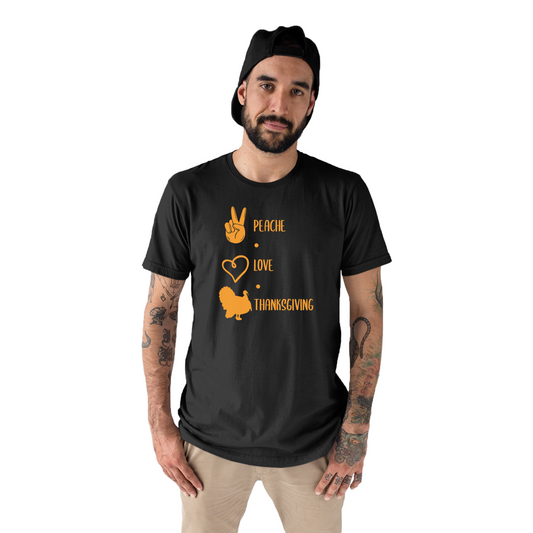 Peace Love Thanksgiving Men's T-shirt | Black