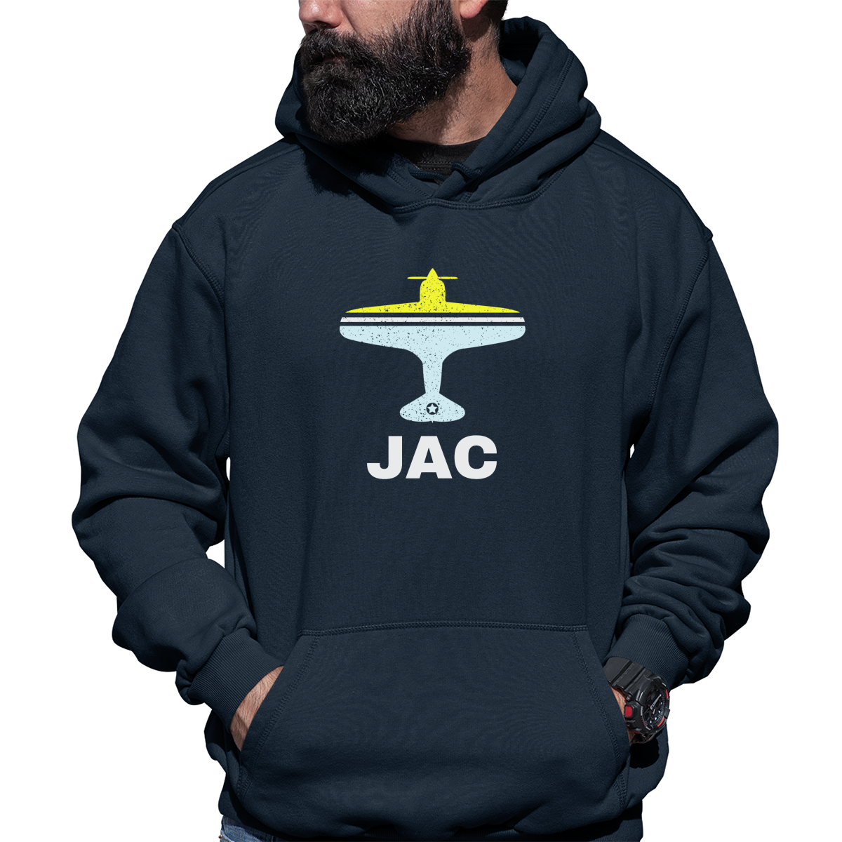 Fly Jackson Hole JAC Airport Unisex Hoodie | Navy